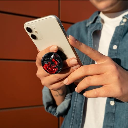 2 Pack Cell Phone Grip with Expanding Kickstand, Red Rose Butterfly - color: Red Rose Butterfly