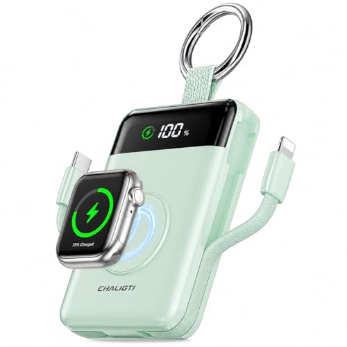 5000mAh Portable Charger w/Display,20W Power Bank&iWatch Charger - color: Green, size: 5000mAh