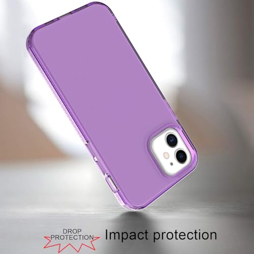 for iPhone 12 Clear, [Crystal Clear][Non-Yellowing] Slim Shockproof Reinforced Drop Protective Flexible TPU Back Cover Phone Case for iPhone 12(Purple) - color: Purple