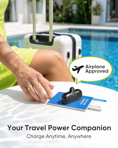 Kuulaa Small Portable Charger iPhone with Built-in Lightning Cable 5000mAh Power Bank Fast Charging for iPhone 14/13/13 Pro/12/12 Pro/11/XR/XS/X/8/7/6 Black - color: Black