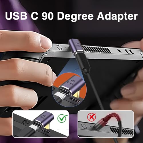 Duttek USB C Right Angle Adapter 4 Style, 90 Degree USB C Angle Adapter [ 40Gbps 100W PD] Type C Extension Connector Compatible with Steam Deck MacBook Phone Game Console - style: Four Styles Right Angle USB C Adapter