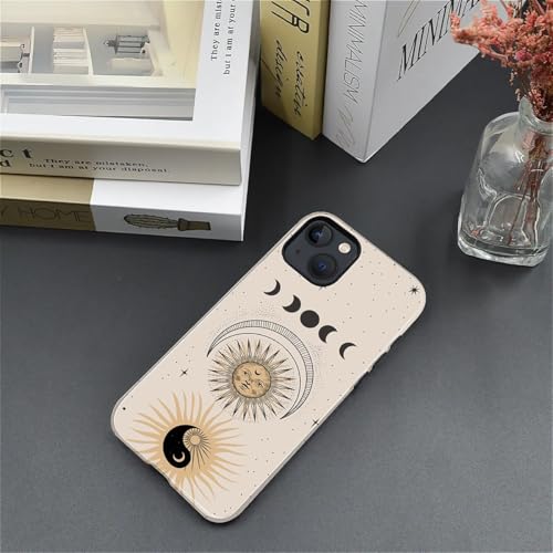 Compatible with iPhone 15 Case,Glossy 2-in-1 Sleek All-Inclusive Dual-Layer Material Soft TPU + PC Back for Sun Moon Phases Yin Yang Space - color: Sun Moon Phases Yin Yang Space-Glossy, size: iPhone 15