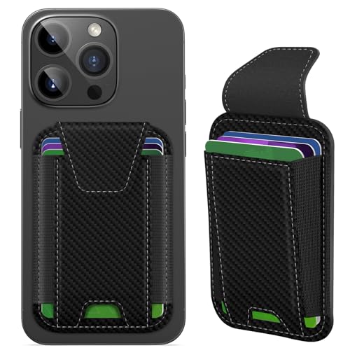Miroddi for MagSafe Wallet with Privacy Flap, Strongest Magnetic Wallet - color: Black Carbon Fiber