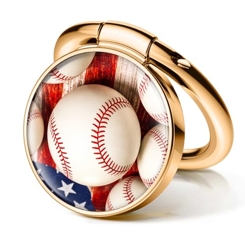 Cell Phone Ring Holder, Cute Phone Ring Grip Stand, 360°Rotation Funny Metal Kickstand Finger Grip American Baseball - color: American Baseball