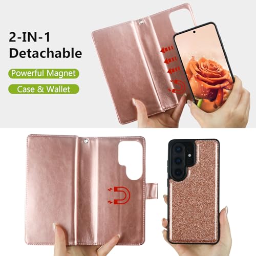 Varikke for Galaxy S26 Ultra Wallet Case Magnetic Detachable, Rose Gold - color: Rose Gold, size: Galaxy S26 Ultra 6.9"