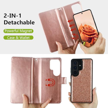 Varikke for Galaxy S26 Ultra Wallet Case Magnetic Detachable, Rose Gold - color: Rose Gold, size: Galaxy S26 Ultra 6.9"