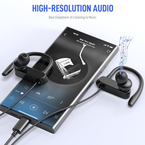 USB C Headphones Over Ear Hook for iPhone 17 16 15 18 Pro Max Duo Plus - color: Black