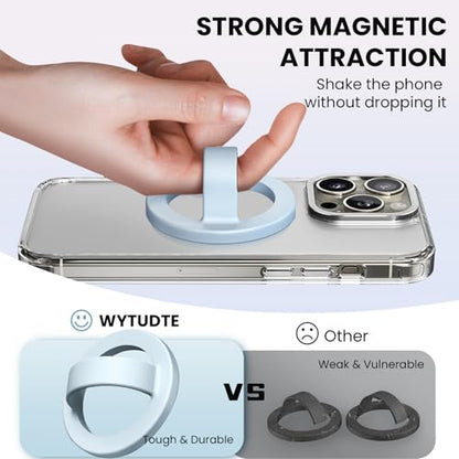 Magnetic Silicone Ring Grip Phone Holder, Loop Grip Phone Holder,Magnetic Phone Loop,Magsafe Phone Grip,Compatible with Magsafe for iPhone 16/15/14/13/12 Series (Blue) - color: Blue