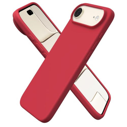 ORNARTO for iPhone Air Case 6.5", Slim Liquid Silicone 3 Layers Soft Gel Rubber Shockproof Protective Cover with Anti-Scratch Microfiber Lining-Red - color: Red