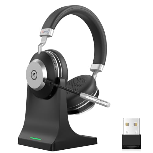 Wireless Headset with Mic for Work, Bluetooth Headset with Microphone (AI Noise Cancelling), 60 Hours Woktime Wireless Headphone for Work from Home/Call Center/Office/PC/Laptop/Computer/Zoom/Teams