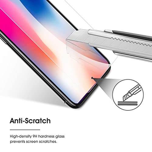 OMOTON [4-Pack] Screen Protector for iPhone Xs & iPhone X, 5.8 inch - Tempered Glass/Guide Frame/Easy Installation - size: iPhone X/XS
