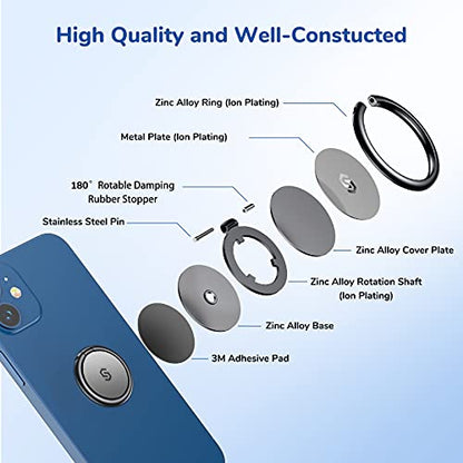 Syncwire Cell Phone Ring Holder Stand, 360 Degree Rotation Universal Finger Ring Kickstand with Polished Metal Phone Grip for Magnetic Car Mount Compatible with iPhone, Samsung, LG, Sony - Gray - color: Gray, size: 1 Pack