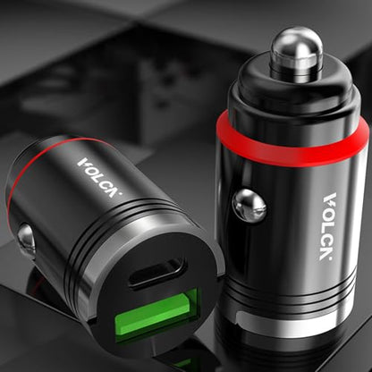 Dual Port Car Charger, [Matt Black] [2 Pack] USB A & USB C Car Cigarette Lighter Charging Adapter, 30W Fast Charging, PD&QC 3.0, Compatible with iPhone 16/15/14/13/12 Series, Samung, Pixel