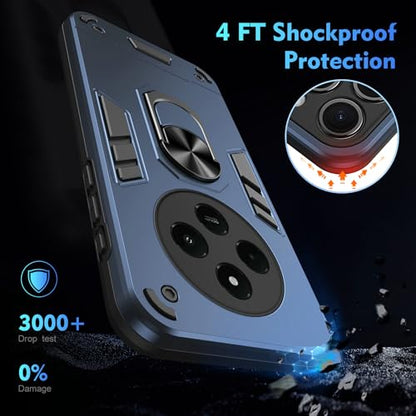Compatible with Xiaomi Redmi A4/Poco C75/Redmi A3 Pro/14C 4G Phone Case Cover Built-in Stand Shockproof and Drop-Proof [with Tempered Glass Screen Protector] Blue - color: HY-GZS-blue, size: Xiaomi Redmi A4/Poco C75/Redmi A3 Pro/14C 4G