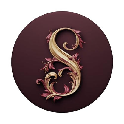 Red Initial Letter S Personalized Pretty Script PopSockets Adhesive PopGrip - style: Adhesive PopGrip