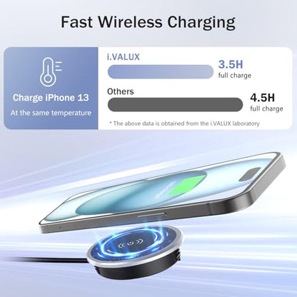Recessed Magnetic Wireless Charger 15W, Hidden Desk Mount for iPhone 18-12