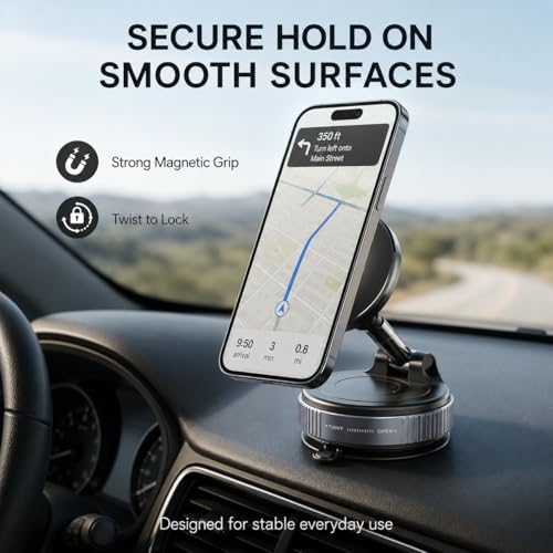 Vacuum Magnetic Phone Holder for Car, 96 lb Suction, 2800 gf Magnetic Force