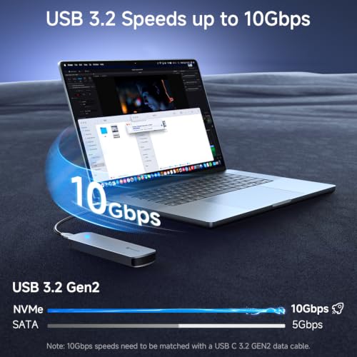 Yottamaster M.2 NVMe SATA SSD Enclosure, USB 3.2 Gen 2 10Gbps Adapter - color: Gray, size: USB-C Cable