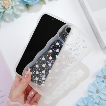 Glitter case for iPhone 13/14 Polka dots Clear | Bling Sparkle Glitter，Polka dots，Full Protection Soft TPU，Kawaii Cute Phone Case for Women Girls - color: Polka Dots Clear