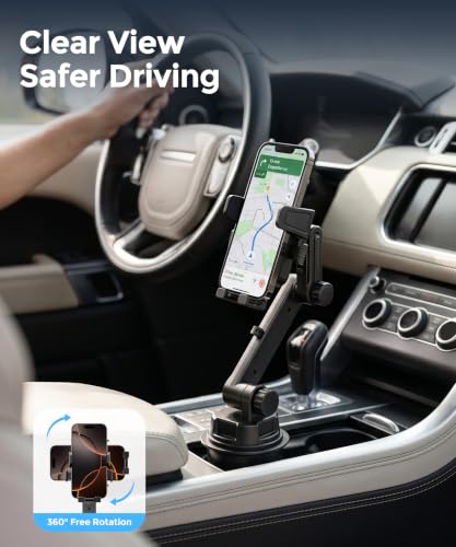Cup Holder Car Phone Mount, Adjustable Holder for Car, Fits 4-7.2" Phones - color: Single Clamp