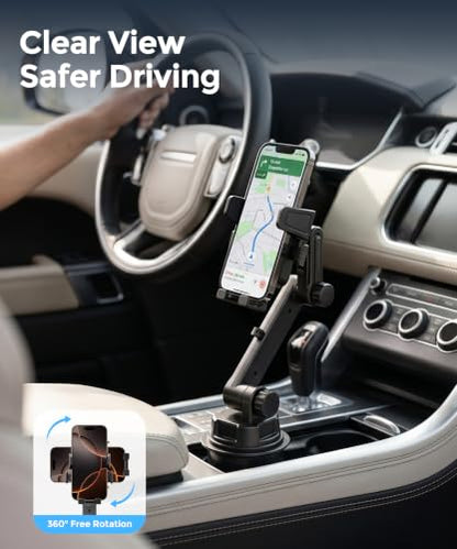 Cup Holder Car Phone Mount, Adjustable Holder for Car, Fits 4-7.2" Phones - color: Single Clamp