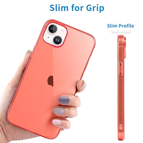 JJGoo Compatible with iPhone 15 Case Clear, Soft Clear TPU Phone Cases, Shockproof Transparent Bumper Cover Slim Thin Phone Case, Translucent Red - color: Red