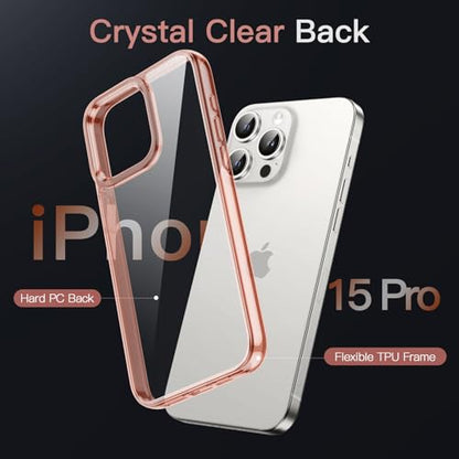 JETech Case for iPhone 15 Pro 6.1-Inch, Non-Yellowing Shockproof Phone Bumper Cover, Anti-Scratch Clear Back (Rose Gold) - color: Rose Gold, size: iPhone 15 Pro