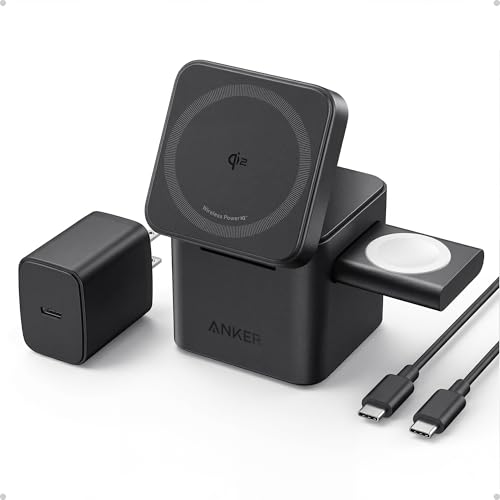 Anker 3-in-1 Cube MagSafe Compatible Qi2 15W Foldable Charging Station - color: Anker Black