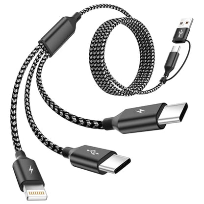 MPATIBY Multi Charging Cable 3 in 2, 1Pack 5FT USB C/A Multi Charger Cable - color: Grey+Black, size: 1Pack5FT