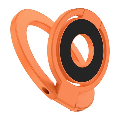 Magnetic Phone Ring Holder, 360° Rotation Foldable MagSafe Phone Grip Stand - color: orange