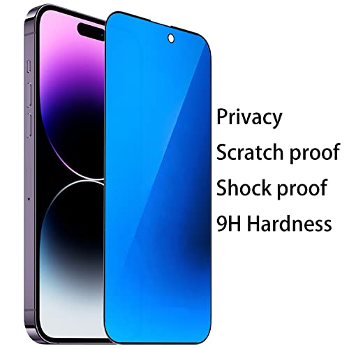2 PCS Anti-Blue Privacy Tempered Glass Suit for iPhone 14 Pro Mirror Anti-Spy Screen Protector Anti-Peeping Film Electroplated 9H Hardness Anti-scratch 6.1 inch(Blue) - size: For iPhone 14 Pro