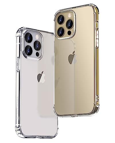 ONES for iPhone 14 PRO Case Clear, Slim Soft TPU Silicone Cover, Military Drop Protective Thin Phone Bumper Case with Shockproof Airbags, Yellowing Resistant, Transparent - color: HD High Transparency, size: iPhone 14 Pro