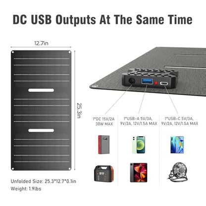 Portable Solar Power Bank with AC Outlet 65W 110V External Battery Pack - color: Red Black