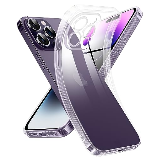 Supdeal Crystal Clear Case for iPhone 14 Pro, [Not Yellowing] [Camera Protection] [Military Grade Drop Tested] Shockproof Protective Phone Case Soft Silicone Slim Cover, 6.1 inch, Transparent - color: Transparent, size: iPhone 14 Pro