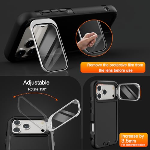 Follaroma for iPhone 17 Pro Max Case with Stand, Built-in Camera Cover, Compatible with MagSafe, Heavy Duty Shockproof Protection Phone Case, Anti-Drop, Magnetic Dual Layer Protective Cover,6.9",Black - color: Black, size: iPhone 17 Pro Max 6.9''