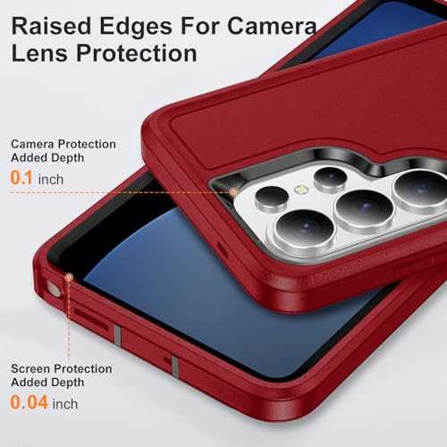 for Samsung Galaxy S26 Ultra Case with Kickstand Case 3-Layer Military Grade Protective Case Cover Silicone Heavy Duty Rugged Shockproof for Galaxy S26 Ultra Phone Case (Red+Black) - color: Red+Black