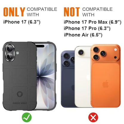 Rugged Shield Case for iPhone 17 (6.3") Compatible with MagSafe, 8ft Military Drop Proof, Wear Resistant Tactical Cover, Dark Black - color: Dark Black-M, size: iPhone 17