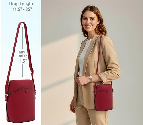 Small Crossbody Bag with Gold Hardware, Mini Shoulder Purse with Adjustable Strap - color: Red