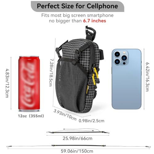 HIKEMAN Backpack Shoulder Strap Pouch - Smartphone Strap Pack,Waterproof Backpack Strap Pocket Attachment Bag for Hikers,Small Crossbody Bag Waist Pack for Sports Hiking Camping(Black) - color: Black
