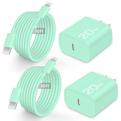 AISNI Fast Charger for iPhone 14 13 with 10 Ft iPhone Charger Cable - color: Green, size: 10ft