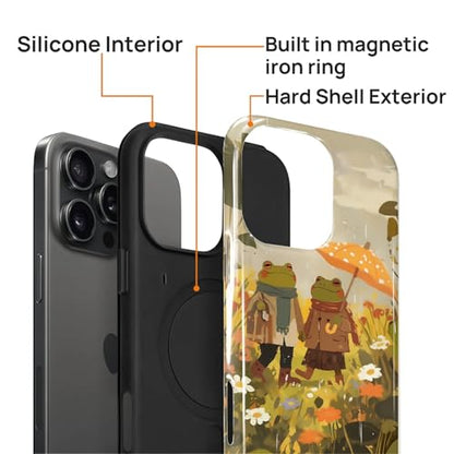 Magnetic for iPhone 16 Pro Case,[Compatible with Magsafe] Dual Layer Protective Heavy Duty Shockproof Rugged Drop Protection Bumper Hybrid Case - Rain Frog and Toad - color: Rain Frog and Toad, size: iPhone 16 Pro