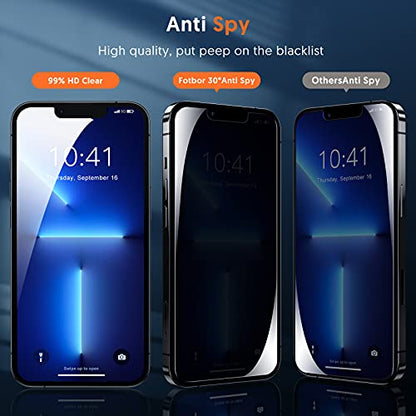 Fotbor for iPhone 16e/14/13/ 13 Pro Privacy Screen Protector, 2 Pack Privacy Screen, Anti Spy Tempered Glass Film with Easy to Install Kit, Accessories 6.1 Inch