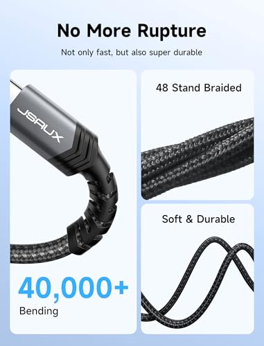 JSAUX 100W USB C to C Cable [10FT 1-Pack], Right Angle USB C Fast Charging - size: 10FT - 1 Pack