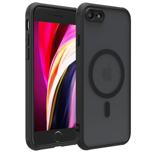 for iPhone SE 3rd & 2nd Gen & 8/7 Case [Compatible with Magsafe] Translucent Matte Phone Cover, [10 FT Military Grade Drop Protection] Slim Durable (Black Magnetic, iPhone SE2/SE3/8/7) - color: Black Magnetic, size: iPhone SE2/SE3/8/7