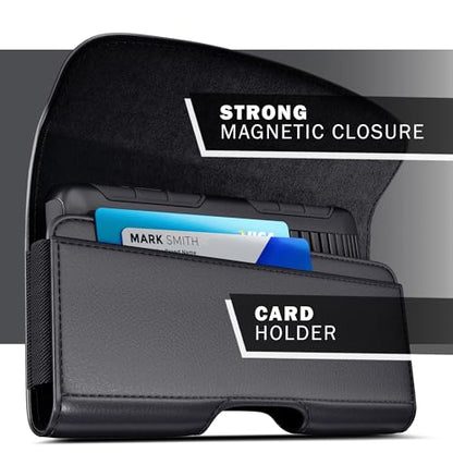 Holster for iPhone Pro Max & Plus Models Only (17,16,15,14,13,12,11,Xs Max) – Premium Cell Phone Case with Belt Clip, ID Card Pouch Holder Cover, Black - size: iPhone Pro Max & Plus