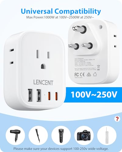LENCENT US to India Power Plug Adapter, Indian Travel Adapter - style: Type D-17.5W-India Maldives