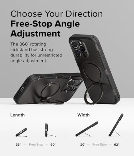 Ringke for iPhone 16 Pro Max Case [Alles Gunmetal] | Compatible with MagSafe, 360° Rotating Kickstand, Camera Control Capture Button Protection, Powerful Magnet - color: Gunmetal, size: iPhone 16 Pro Max