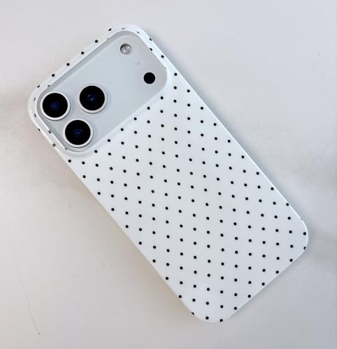 Qokey Compatible with iPhone 17 Pro Max Case, Black Polka Dot TPU Glossy Case, Cute Simple Aesthetics Design for Girls Women, Lightweight Soft Slim Protection Fashionable Cover - White - color: Black Dots & White