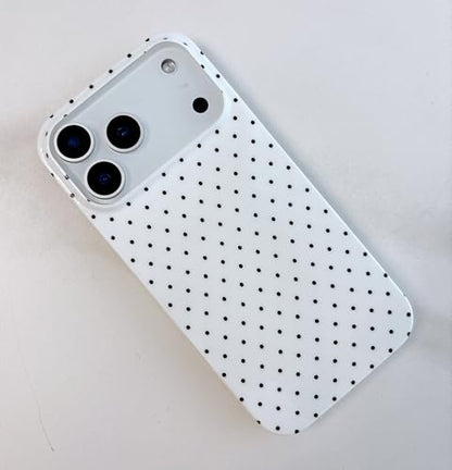 Qokey Compatible with iPhone 17 Pro Max Case, Black Polka Dot TPU Glossy Case, Cute Simple Aesthetics Design for Girls Women, Lightweight Soft Slim Protection Fashionable Cover - White - color: Black Dots & White