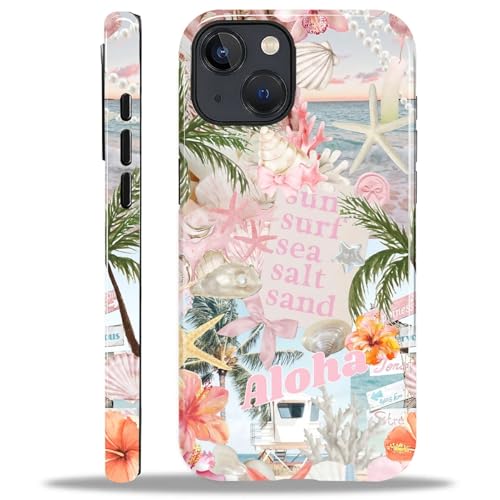 Case for iPhone 14 Plus, Cute Phone Case, Aloha Summer Collage | Hybrid 2-Layer Phone Cover，Military-Grade Protection Durable Shockproof Anti-Scratch Cases - color: Pink Aloha Summer Collage, size: Iphone 14 Plus